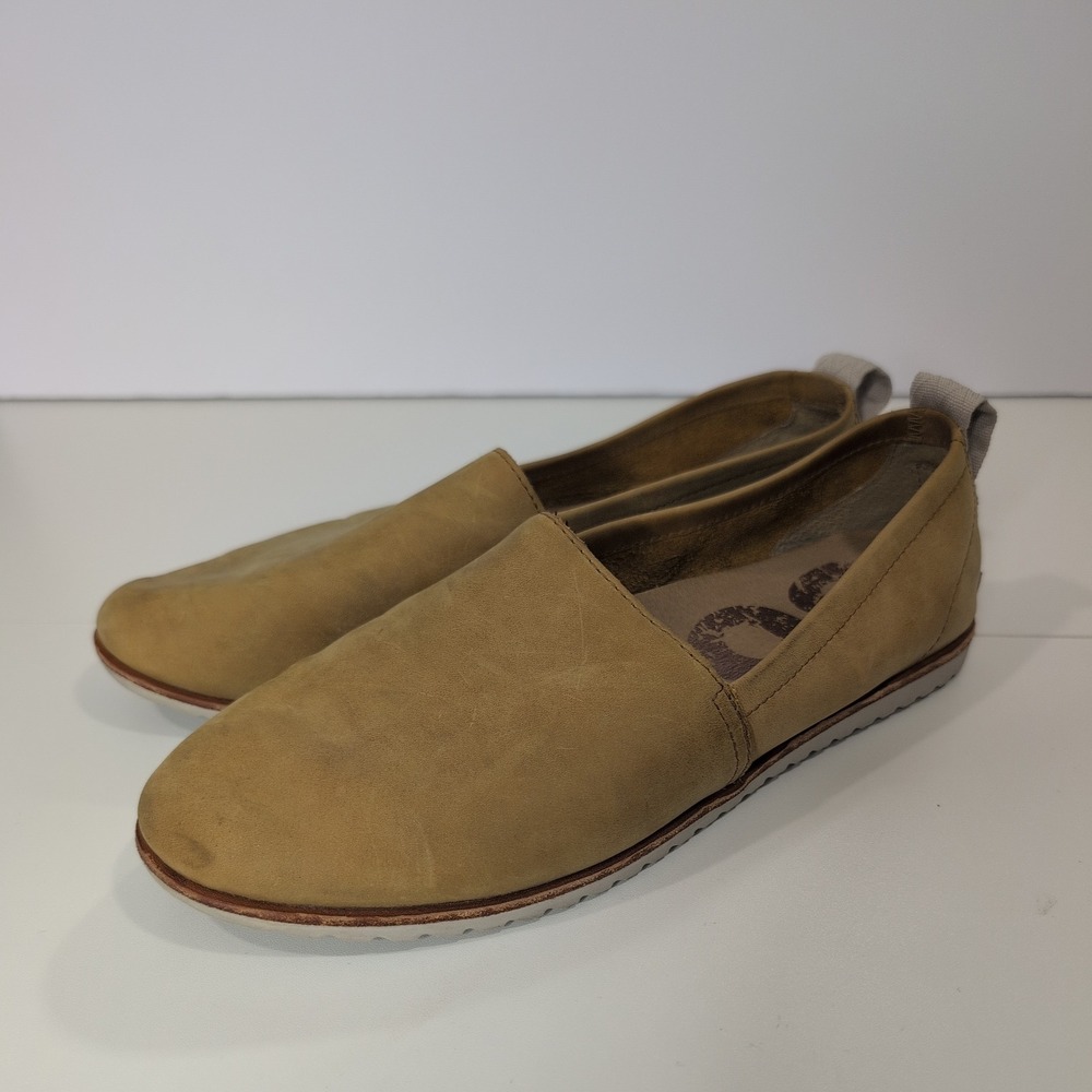Sorel Ella Slip On Camel‎ Brown Leather Flats Womens NL3211-224 Size 9.5